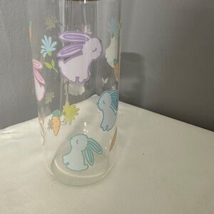 Whimsical Bunny Glass Tumbler 20oz with Bamboo Lid and Glass Straw